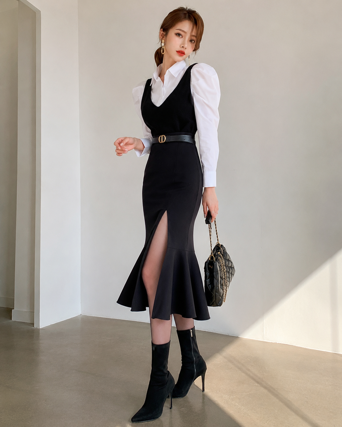 ÉLANORA™ Paris Fishtail Skirt Suit – Elegant Tailored Blazer & Midi Skirt Set