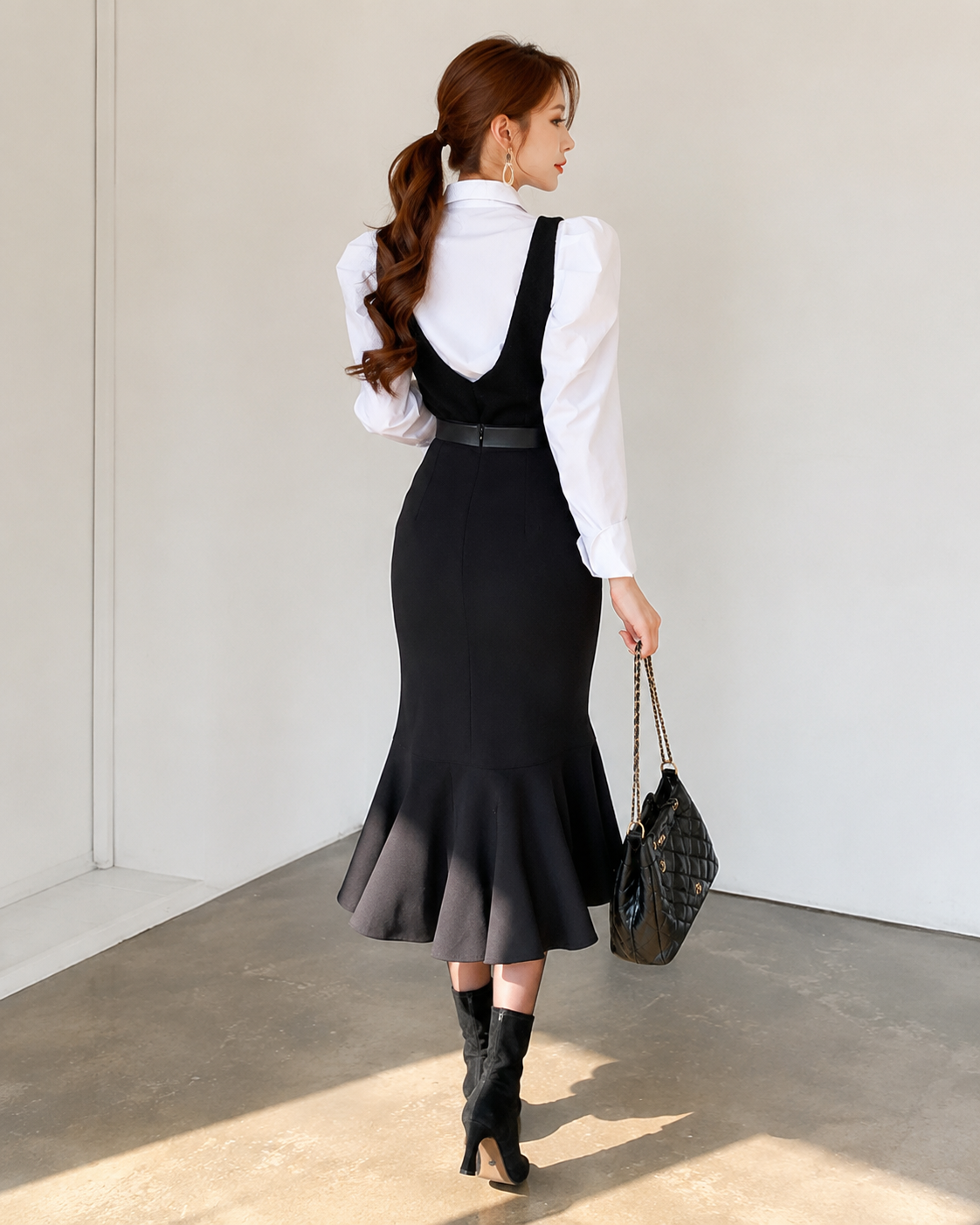 ÉLANORA™ Paris Fishtail Skirt Suit – Elegant Tailored Blazer & Midi Skirt Set