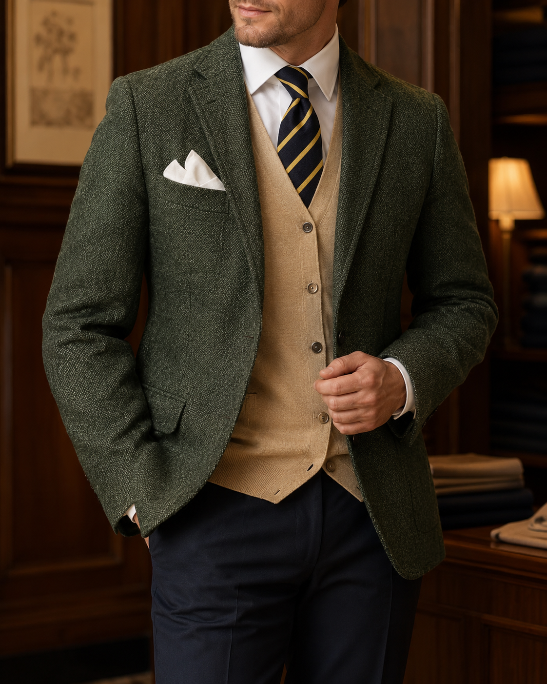 New Men's Suit Herringbone Coat Casual Slim Fit