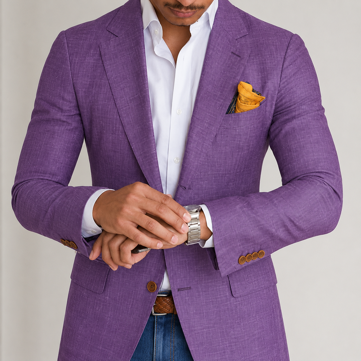VELMONT™ Riviera Linen-Look Blazer – Slim-Fit Two-Button Men’s Jacket