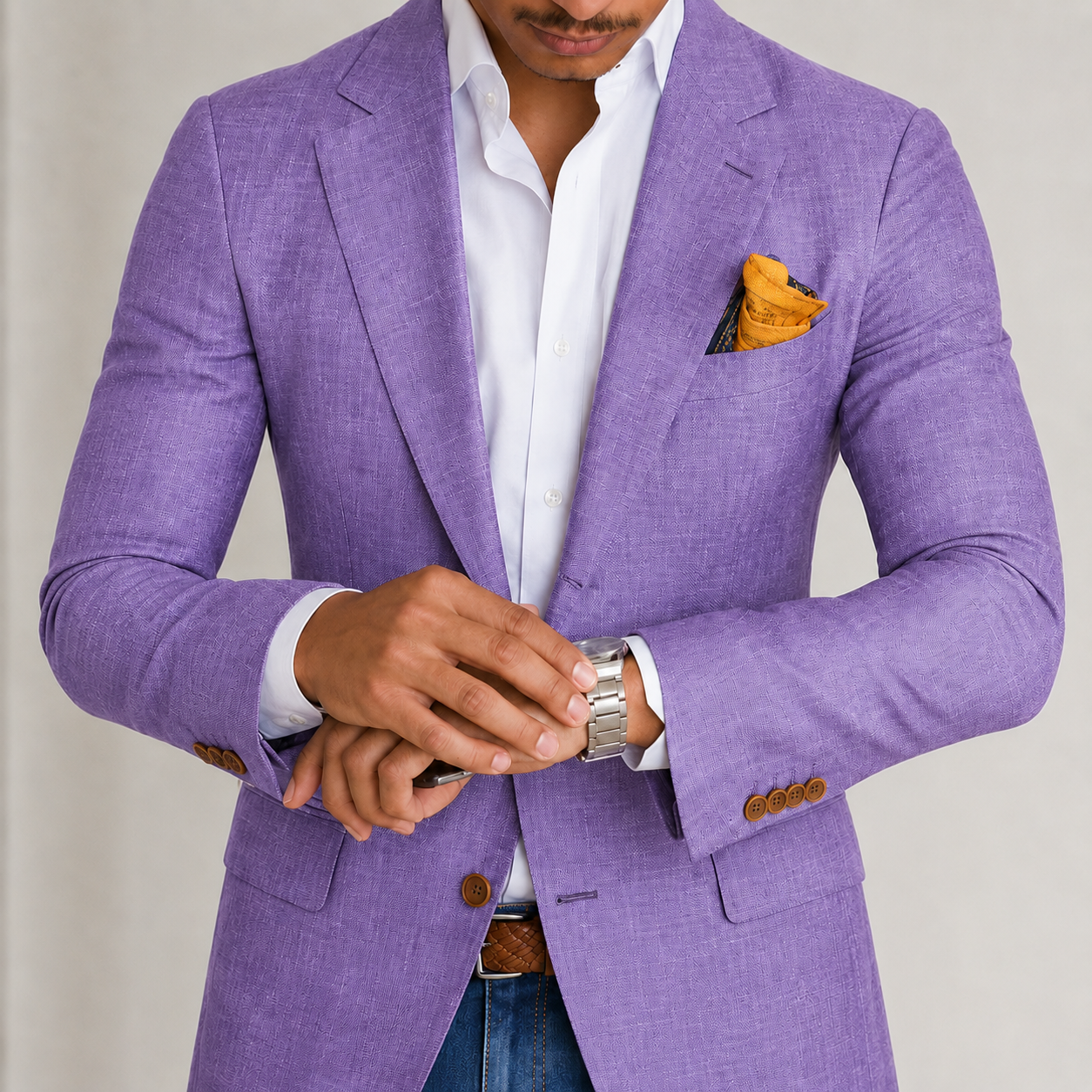 VELMONT™ Riviera Linen-Look Blazer – Slim-Fit Two-Button Men’s Jacket
