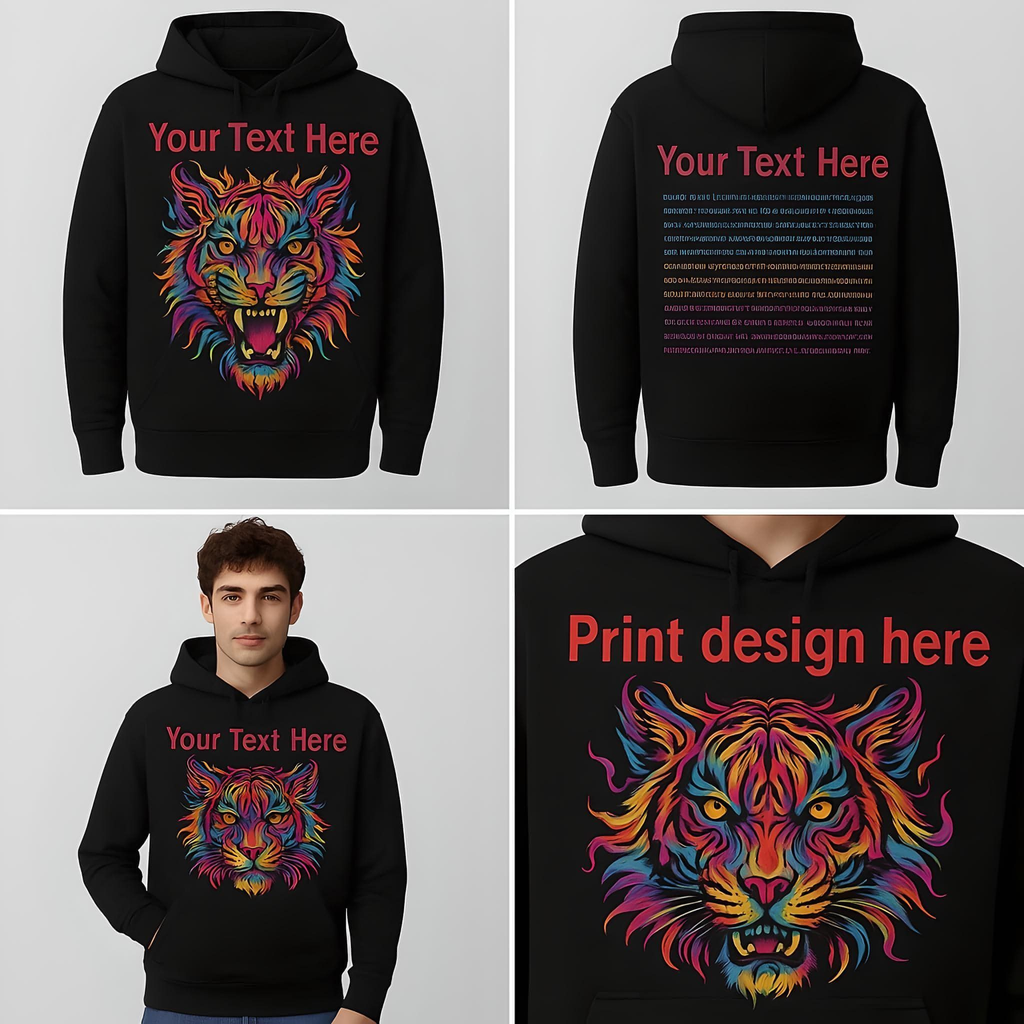 Men's Customizable Printed Long-Sleeved Hoodie