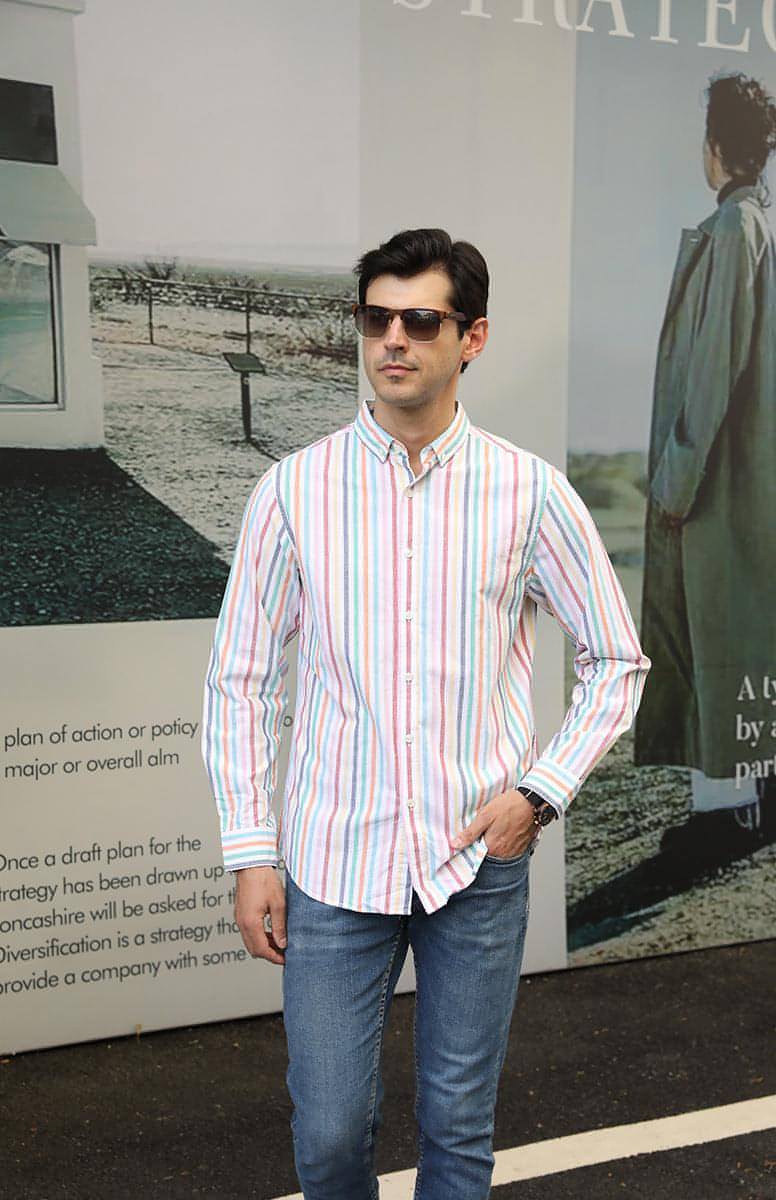 Camisa de vestir de algodón Oxford de manga larga para hombre