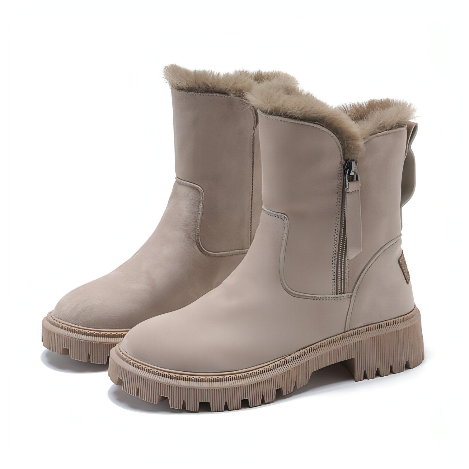 Botas de nieve de piel de invierno nuevas para mujer con relleno de algodón y forro polar Botas Martin casuales