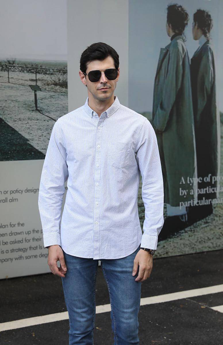 Camisa de vestir de algodón Oxford de manga larga para hombre