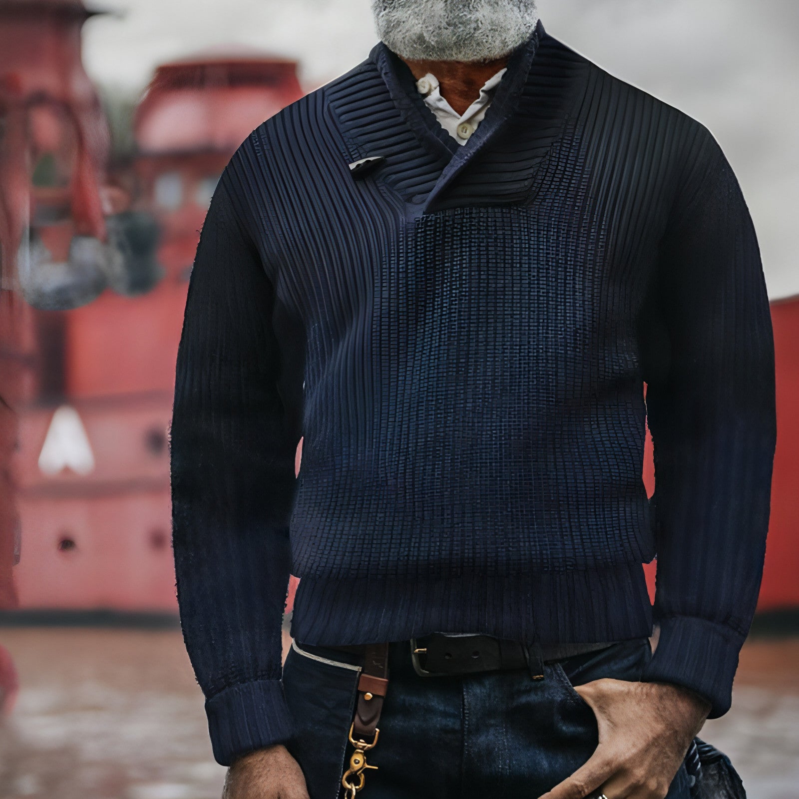 Top con cremallera vintage europeo y americano para hombre
