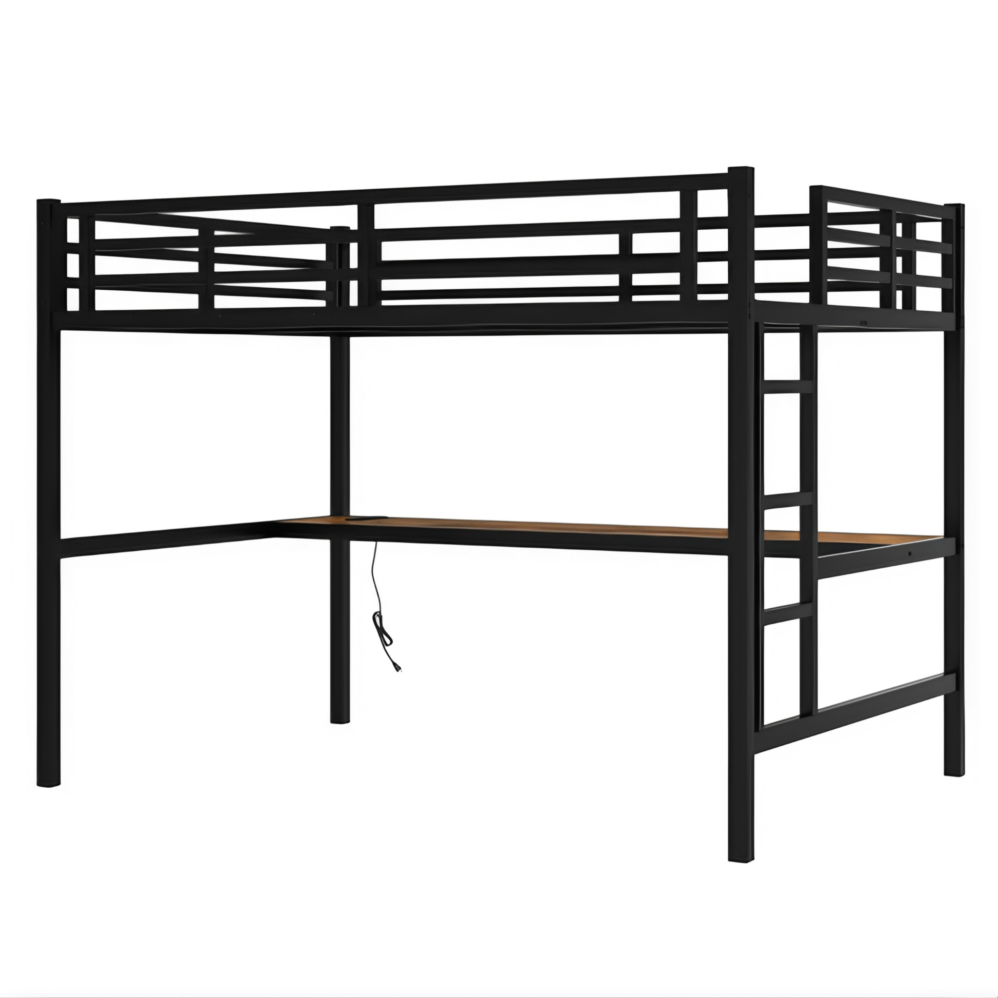 LuneluX_Home – Full Metall Loft Bed with Desk & Ambient Light