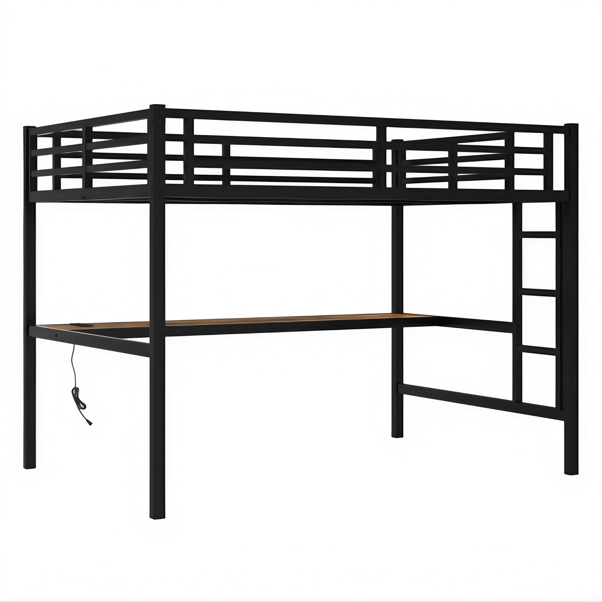LuneluX_Home – Full Metall Loft Bed with Desk & Ambient Light