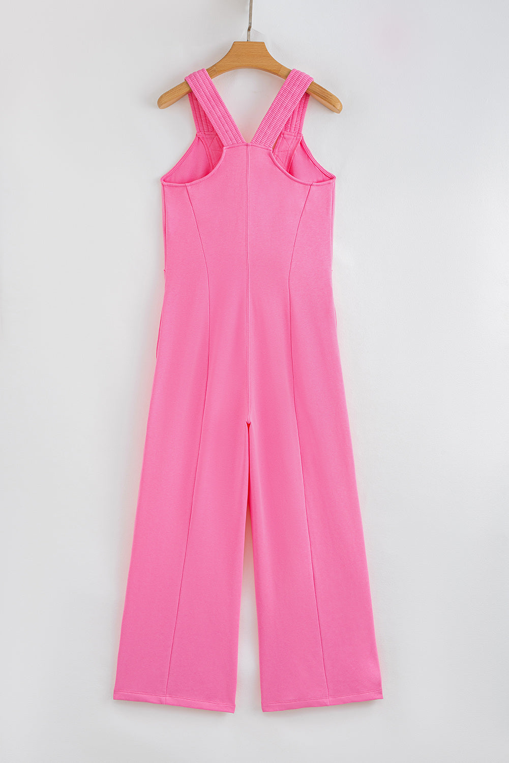 Bonbon Mineral Wash Raw Seam Patchwork Wide Leg Loose Jumpsuit