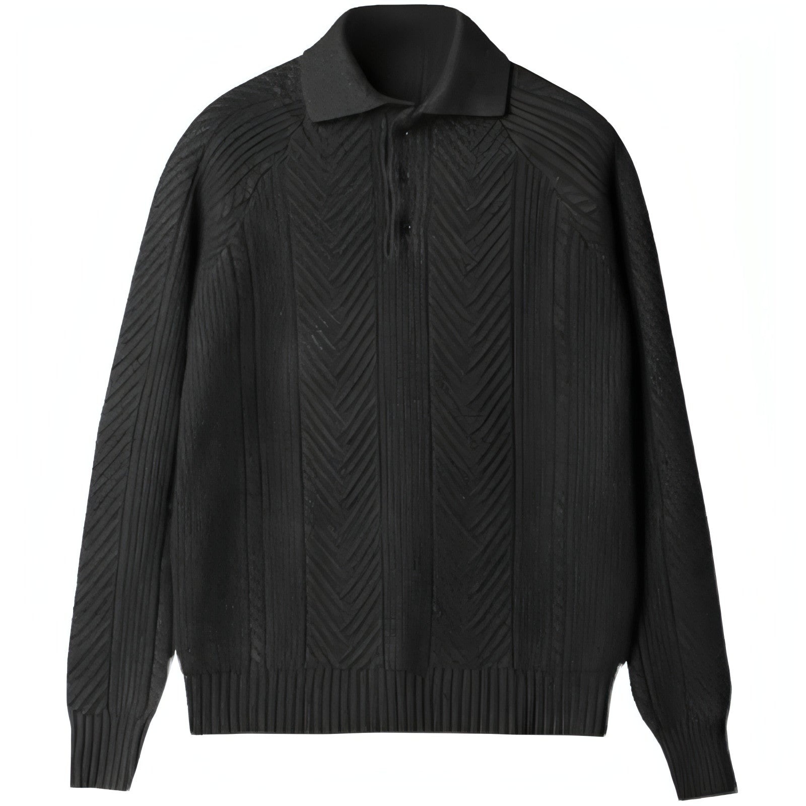 Mäns lapel stickad tröja vinter pullover långärmad toppkläder