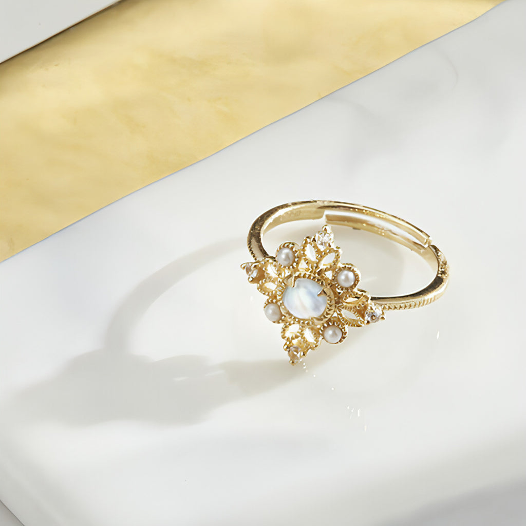 LuxeJewels™ – Ethereal Moonstone Pearl Ring