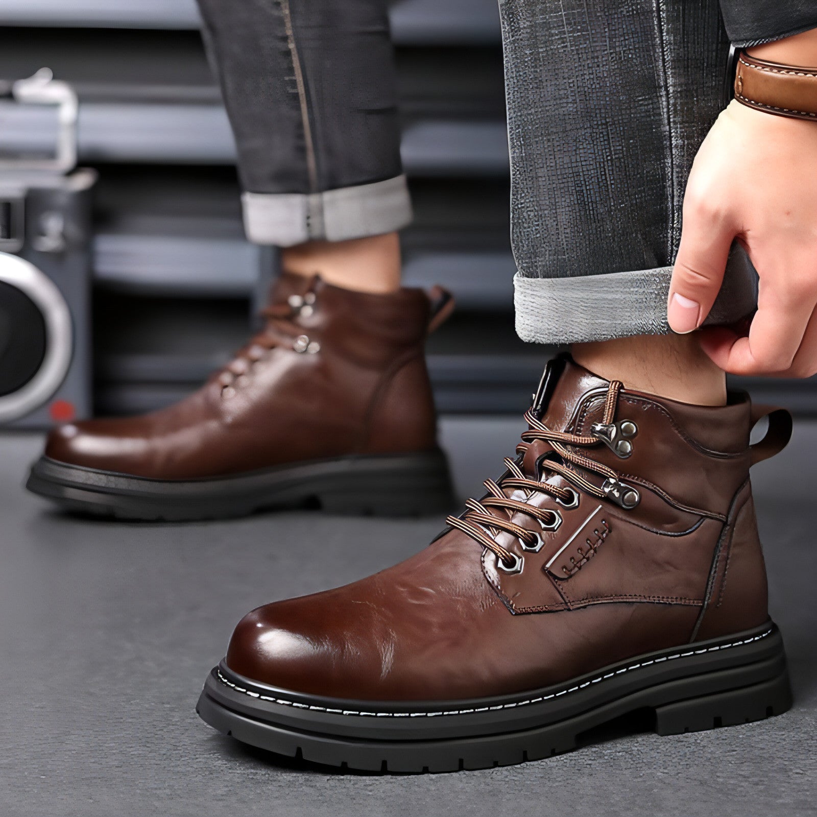 A.1 Men's Fashion British Style High-top Boots