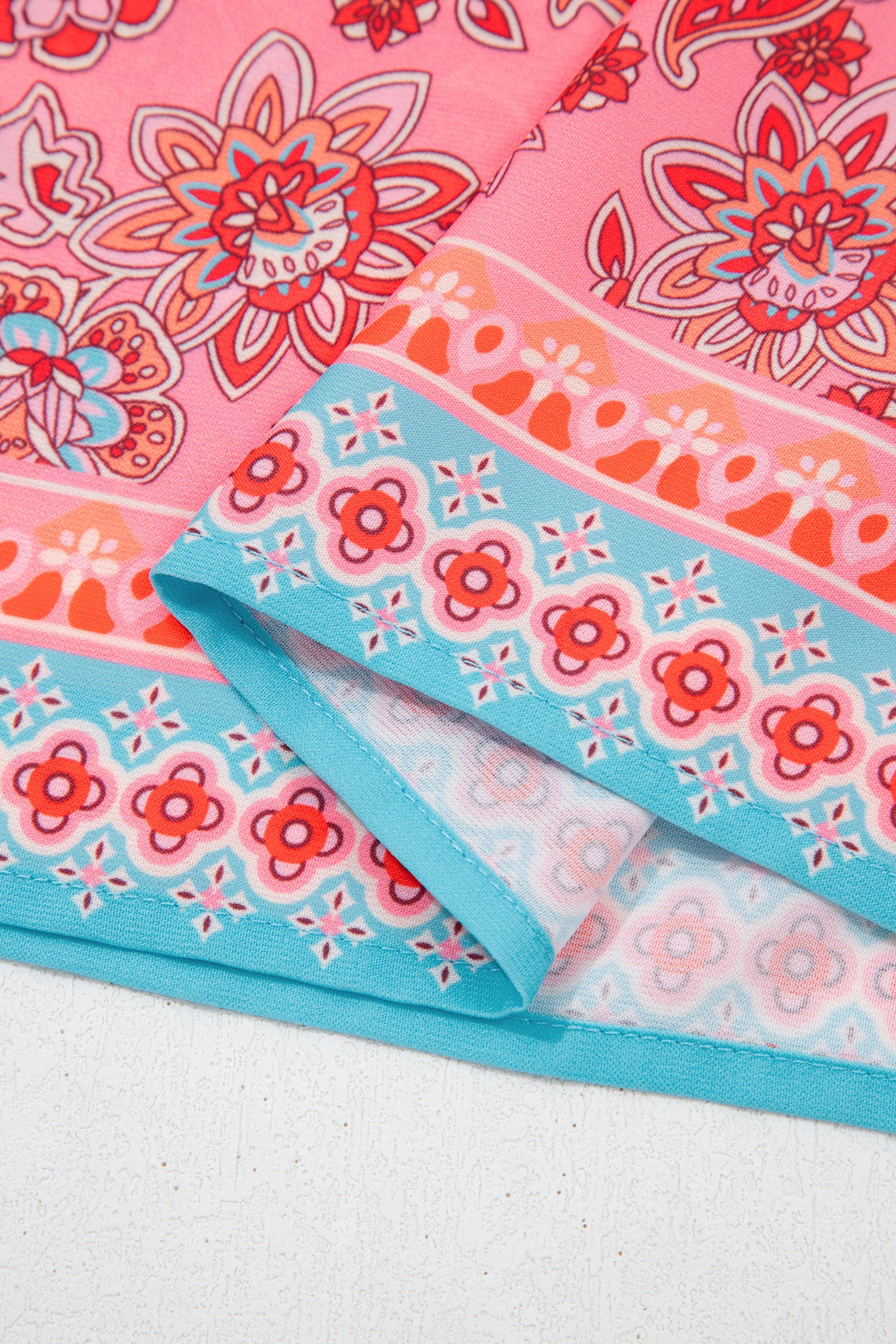 Sky Blue Bohemian Ethnic Print Spaghetti Straps Vacation Maxi Dress