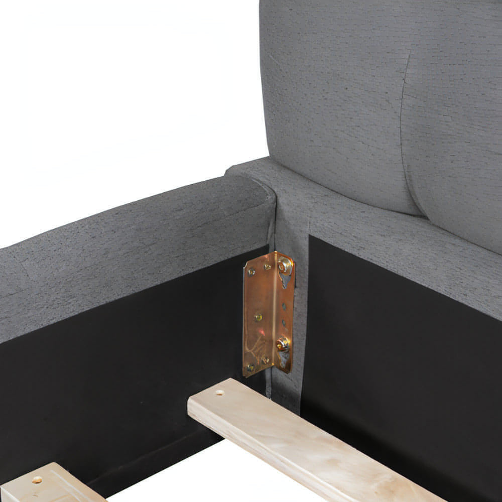 LuneluX_Home – 81.7" Upholstered Double Bed with Soft Linen Backrest (Gray)