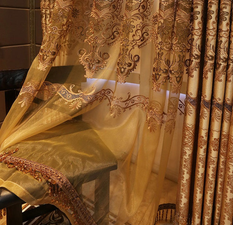 VeloraDrape™ – European Luxury Embroidered Curtains for Grand Spaces