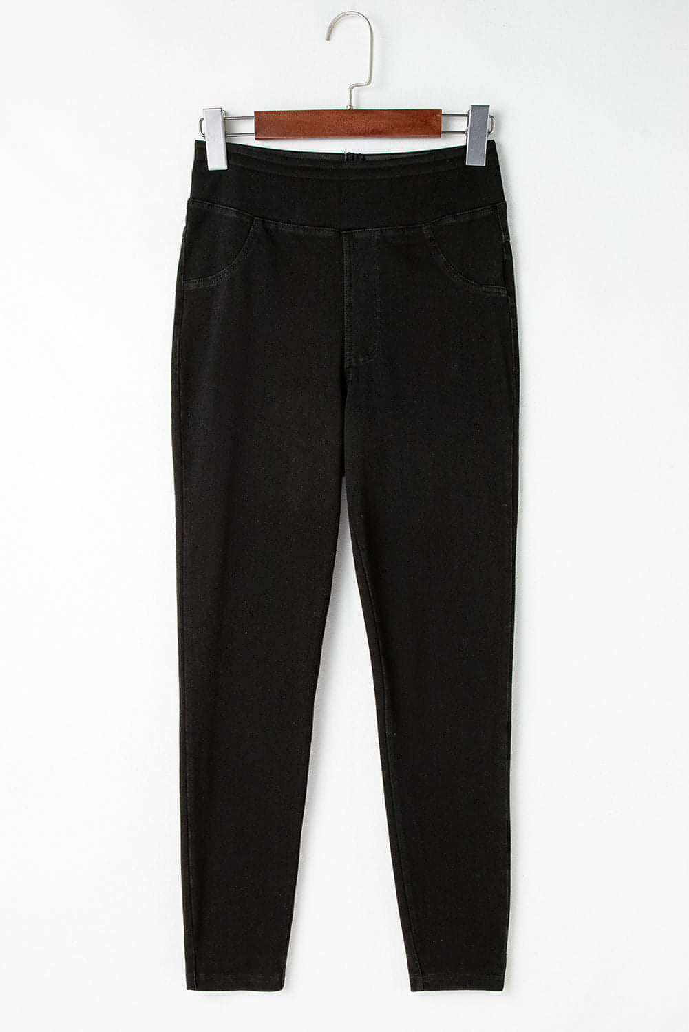 Black Solid Color High Waist Stretchy Slim Fit Jeggings
