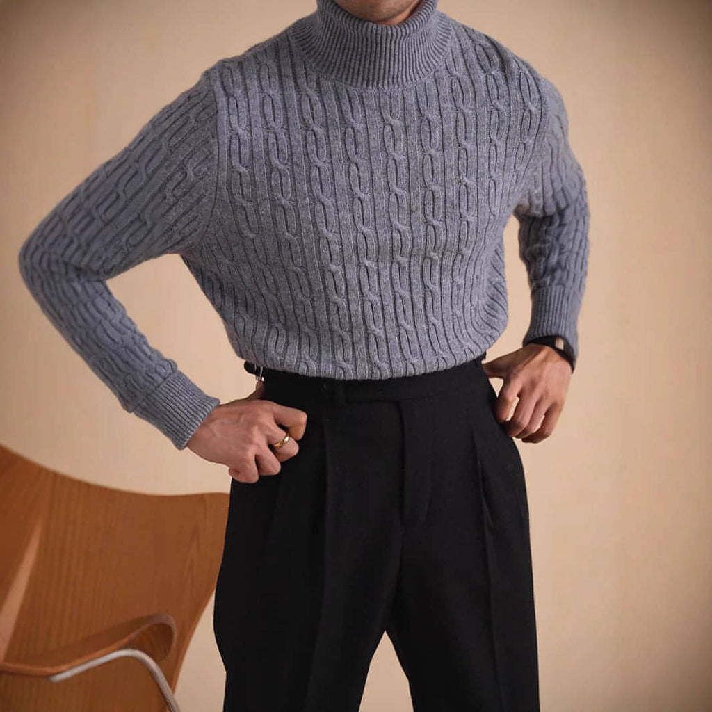 Turtleneck pulover moški z dolgimi rokavi