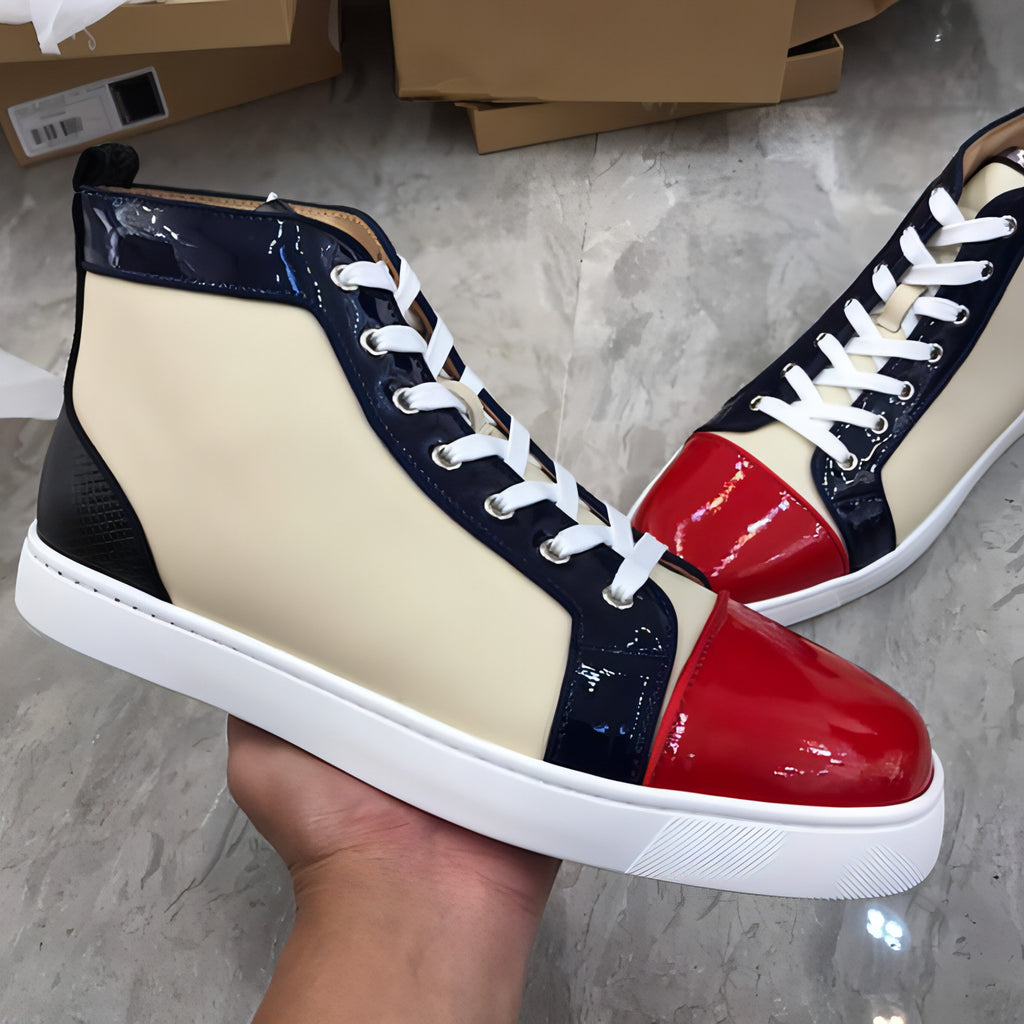 Zapatos de tabla casuales de caña alta para hombre con estampado de cocodrilo, deportivos, de cuero, con cara clara, para celebridades de Internet
