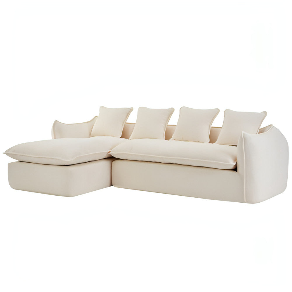LuneluX_Home – Oversized 3-Seater L-Shape Sofa with Chaise (Beige/Grey)