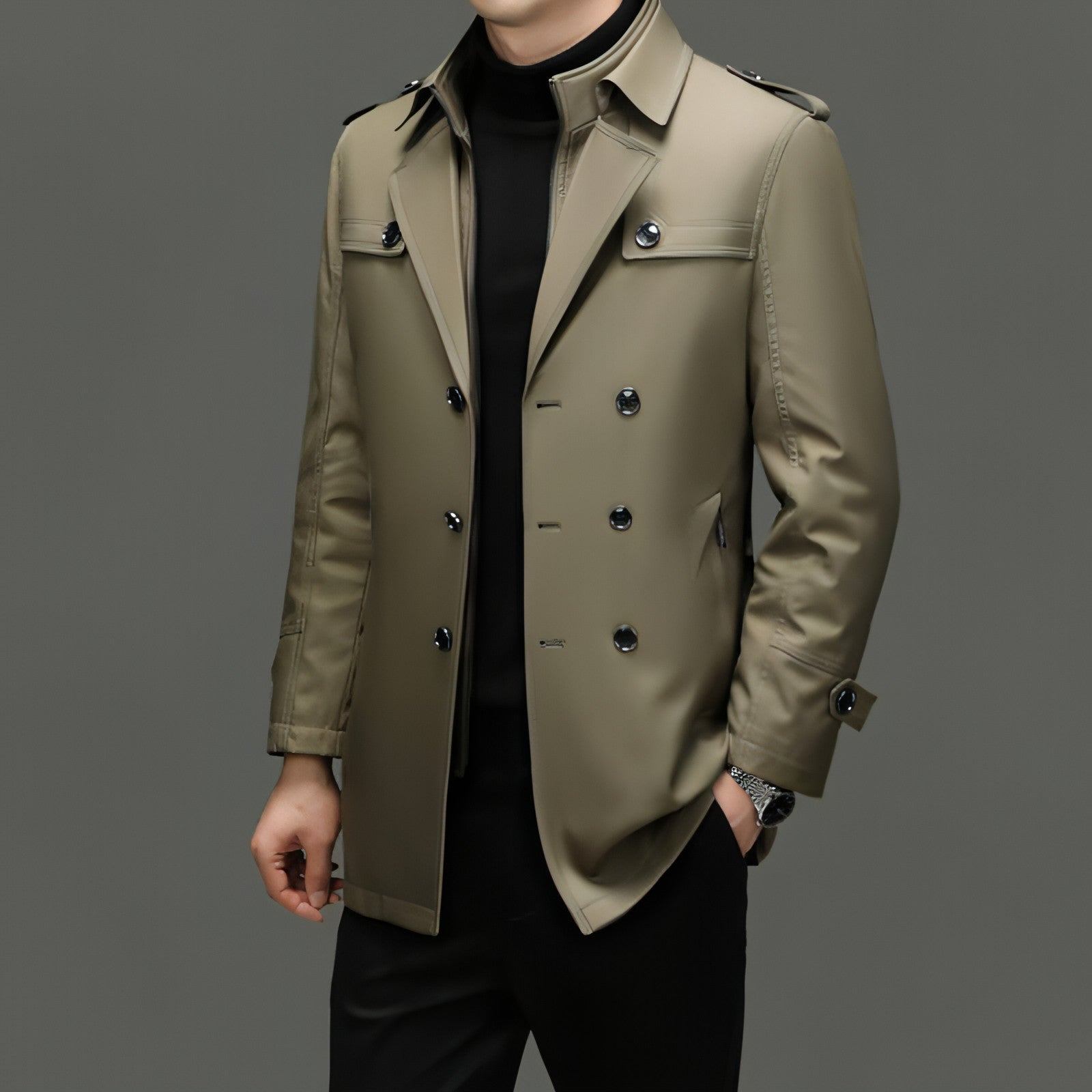 A.1 Men's Duster Mid-length Detachable Liner With Cotton Belt (Jacket)