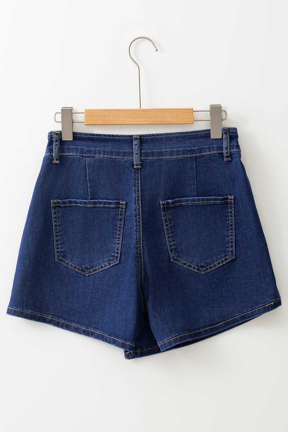 Bluing asymmetrische ingepakte geknoopte hoge taille denim shorts