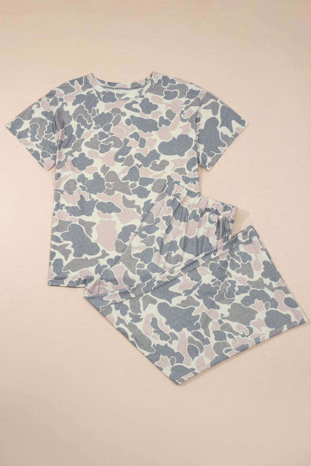 Multicolour Retro Camouflage Print Plus Size 2pcs Outfit