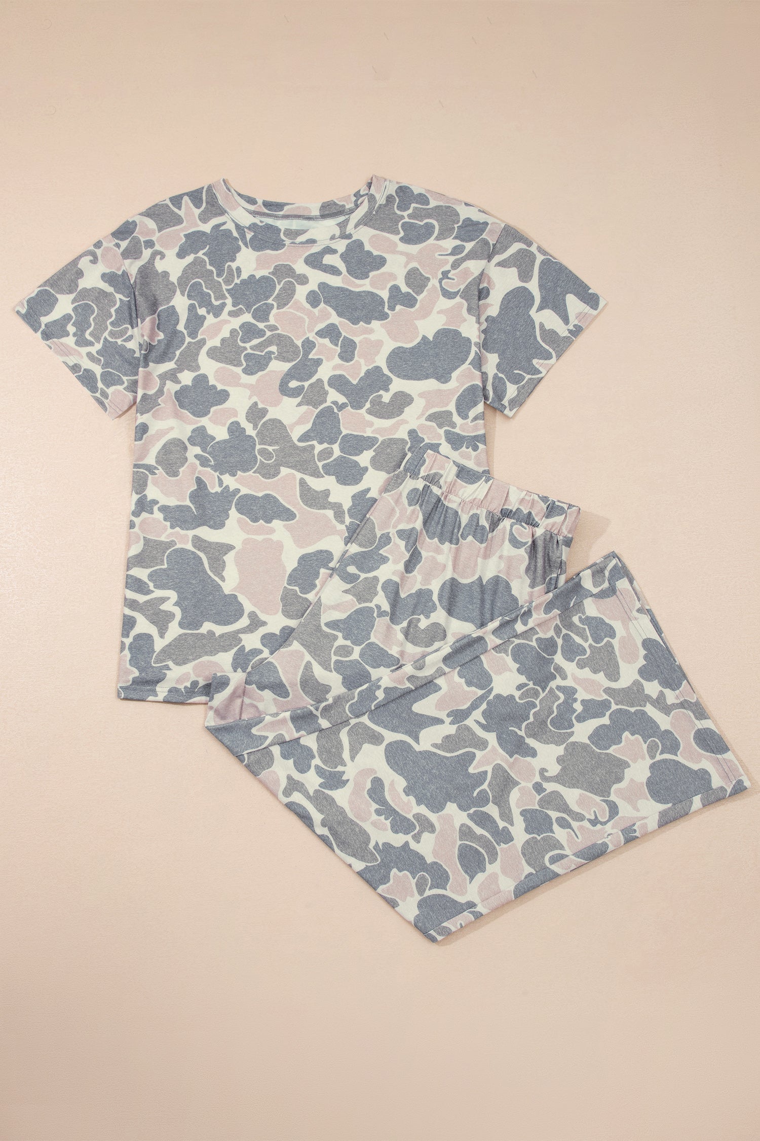 Multicolour Retro Camouflage Print Plus Size 2pcs Outfit