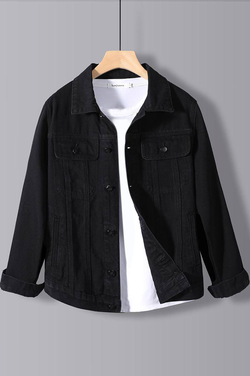 Herren Denim Kleidung Schwarzes Hemd