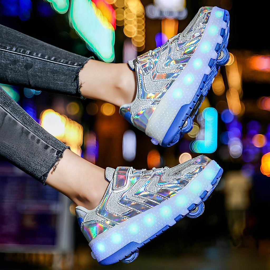 Двухколесные Heelys, роликовые туфли, USB-кабельная зарядка детская светящаяся обувь