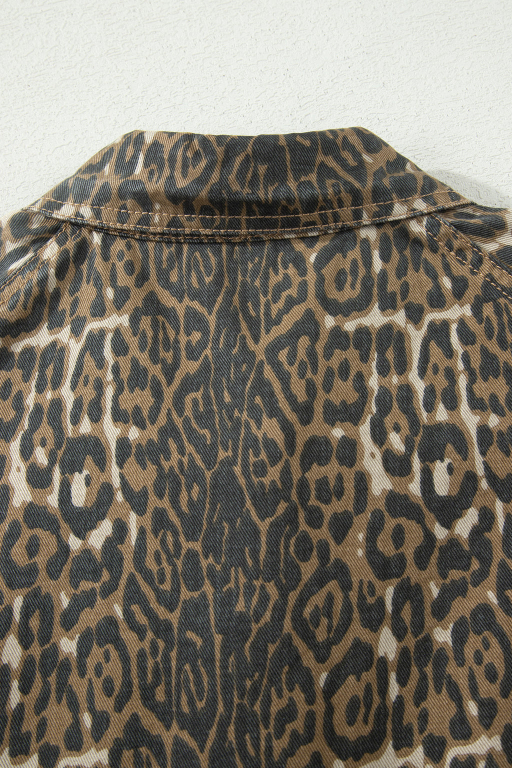 Gray Leopard Print Short Sleeve Pleated Denim Mini Dress