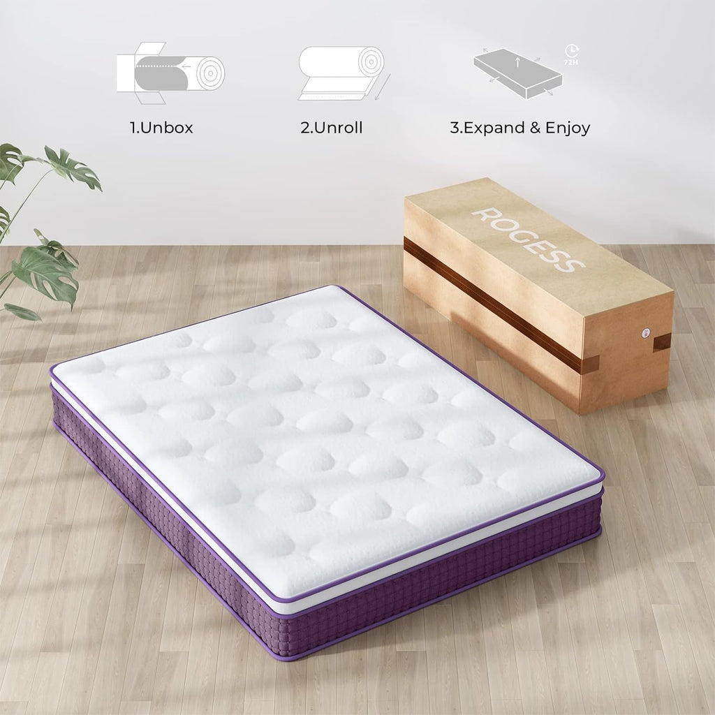LuneluX_Sleep – 12-Inch Hybrid Mattress with Pocket Springs | Medium Soft | Boxed Comfort