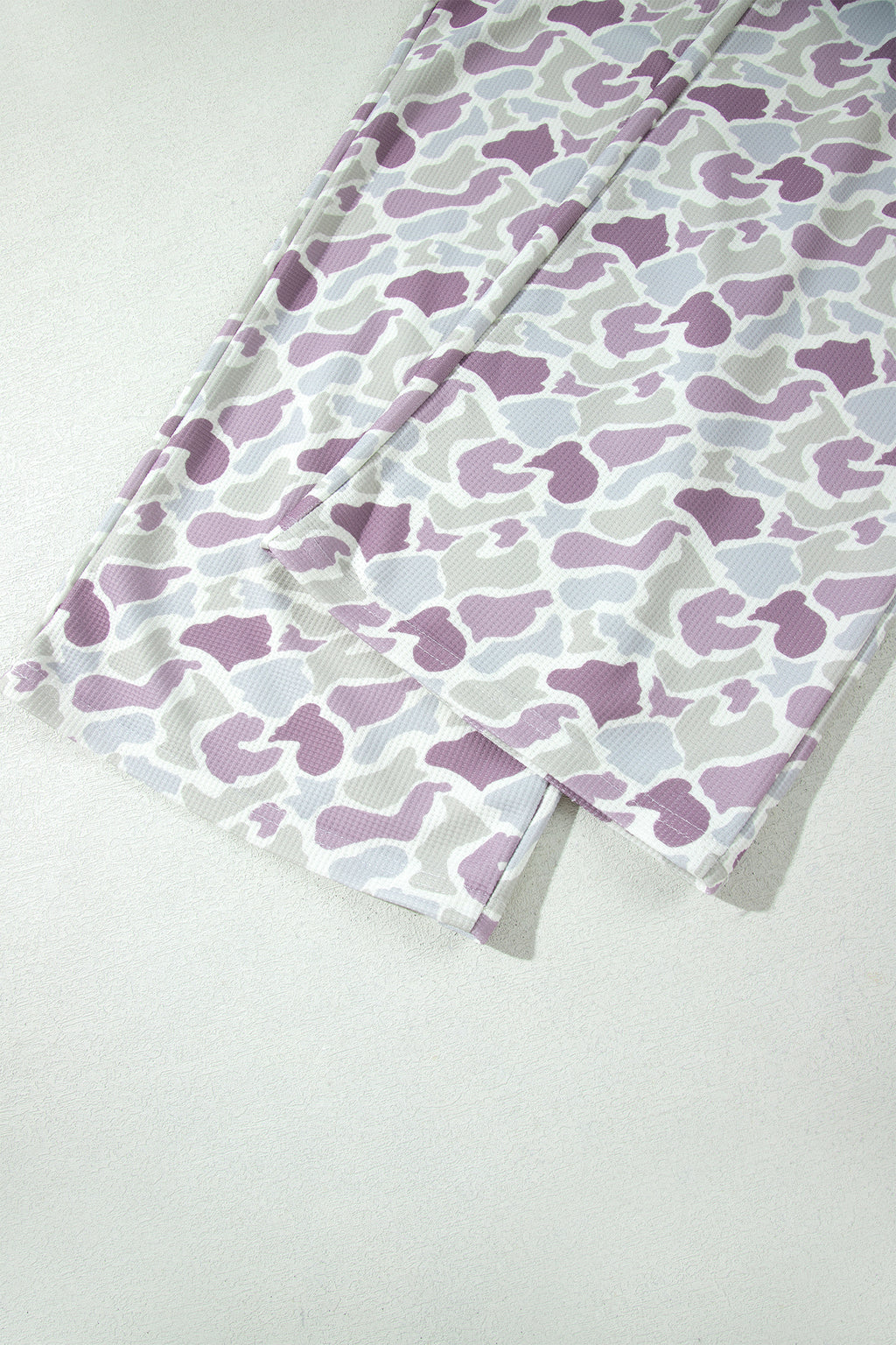 Green Camo Print Drawstring Waist Loose Fit Full Length Pants