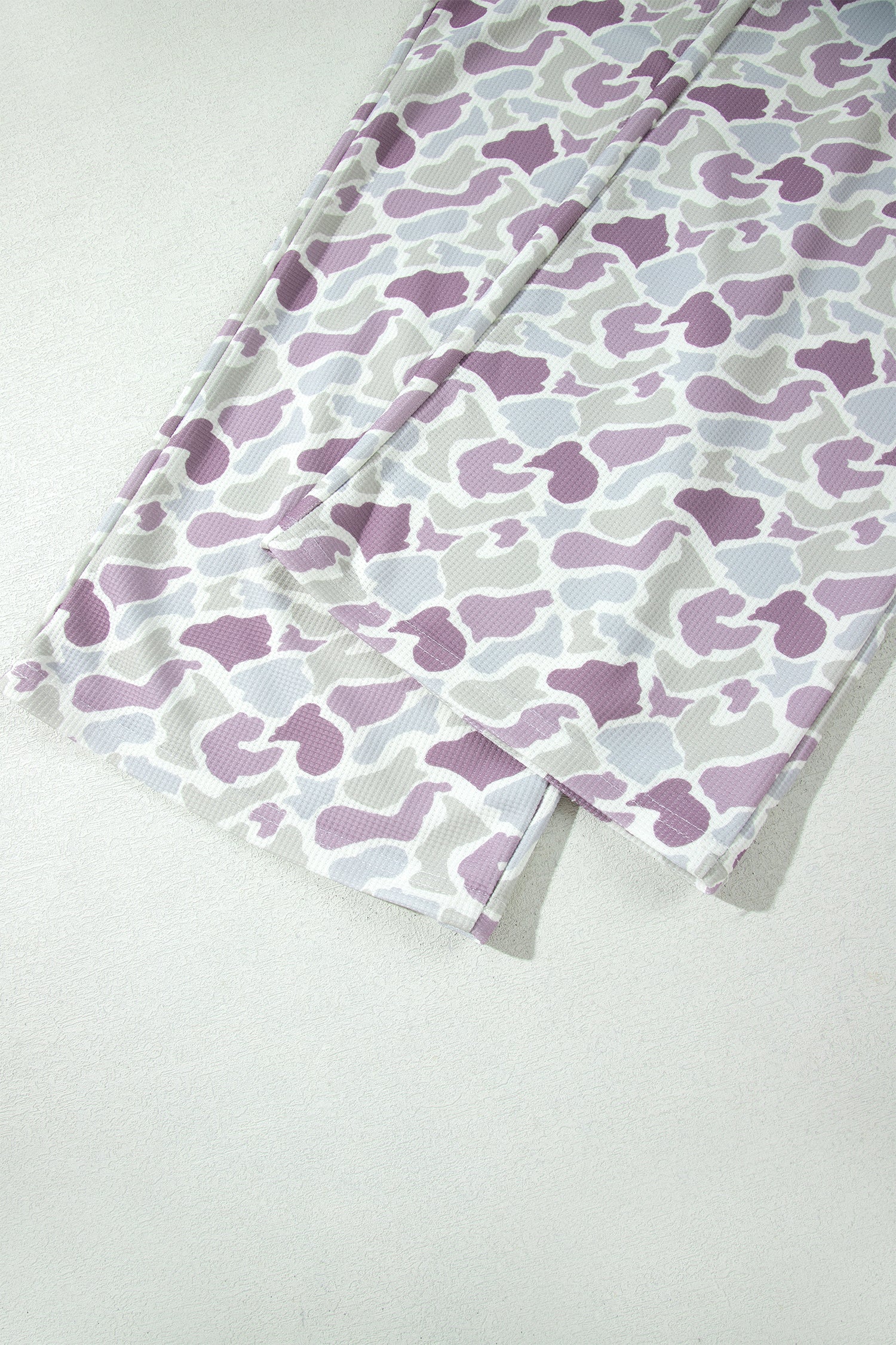 Green Camo Print Drawstring Waist Loose Fit Full Length Pants
