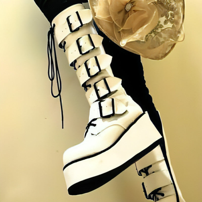 Botas de caballero de moda con cuña para mujer