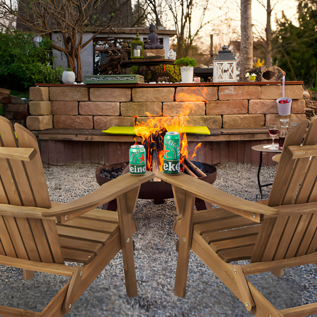 LuneluX_Home – Wooden Folding Adirondack Chair Set (2 pcs, Light Brown)