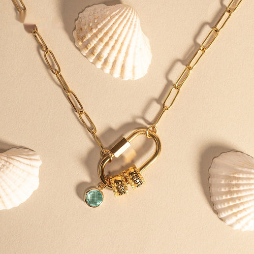 12 Color Birthstone Paperclip Necklace