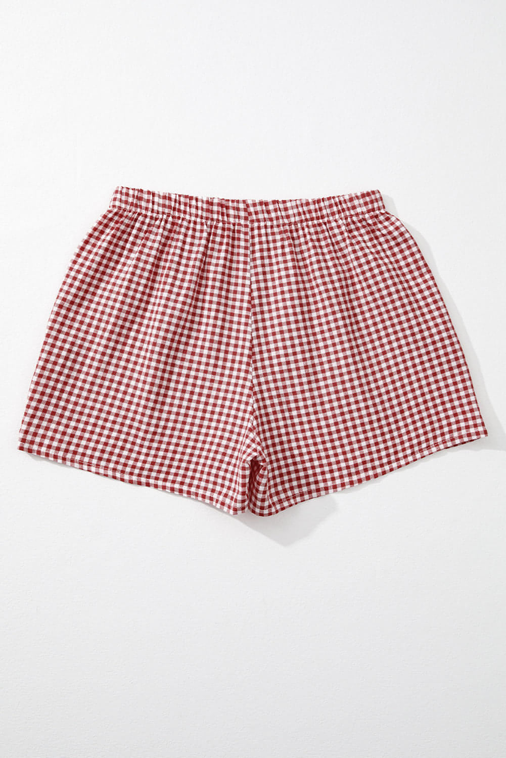 Rot karierte Shorts mit Gingham-Print und hoher Taille