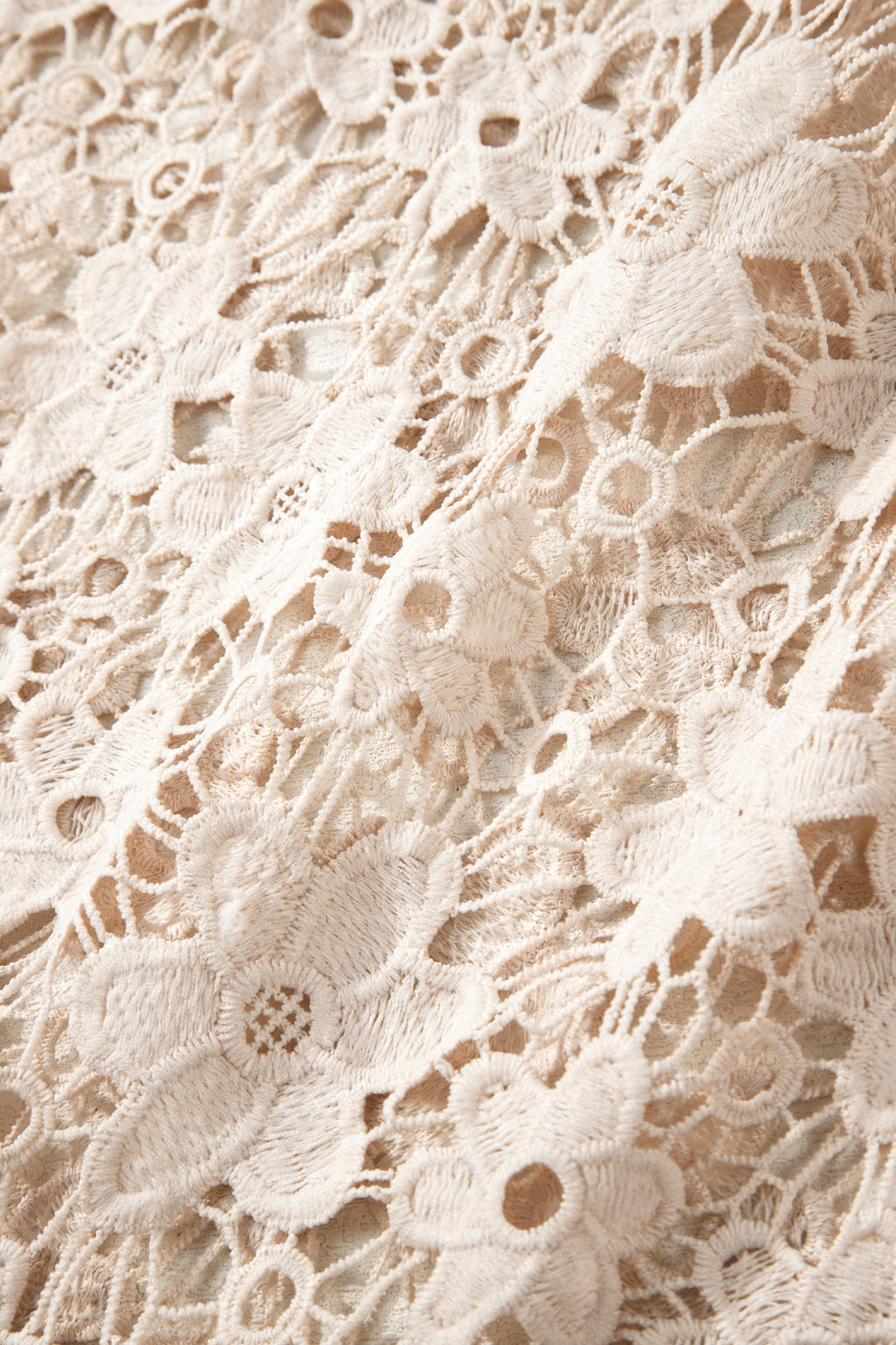Beige Sheer Hollowed Floral Lace Hem Patchwork Loose Halter Summer Dress