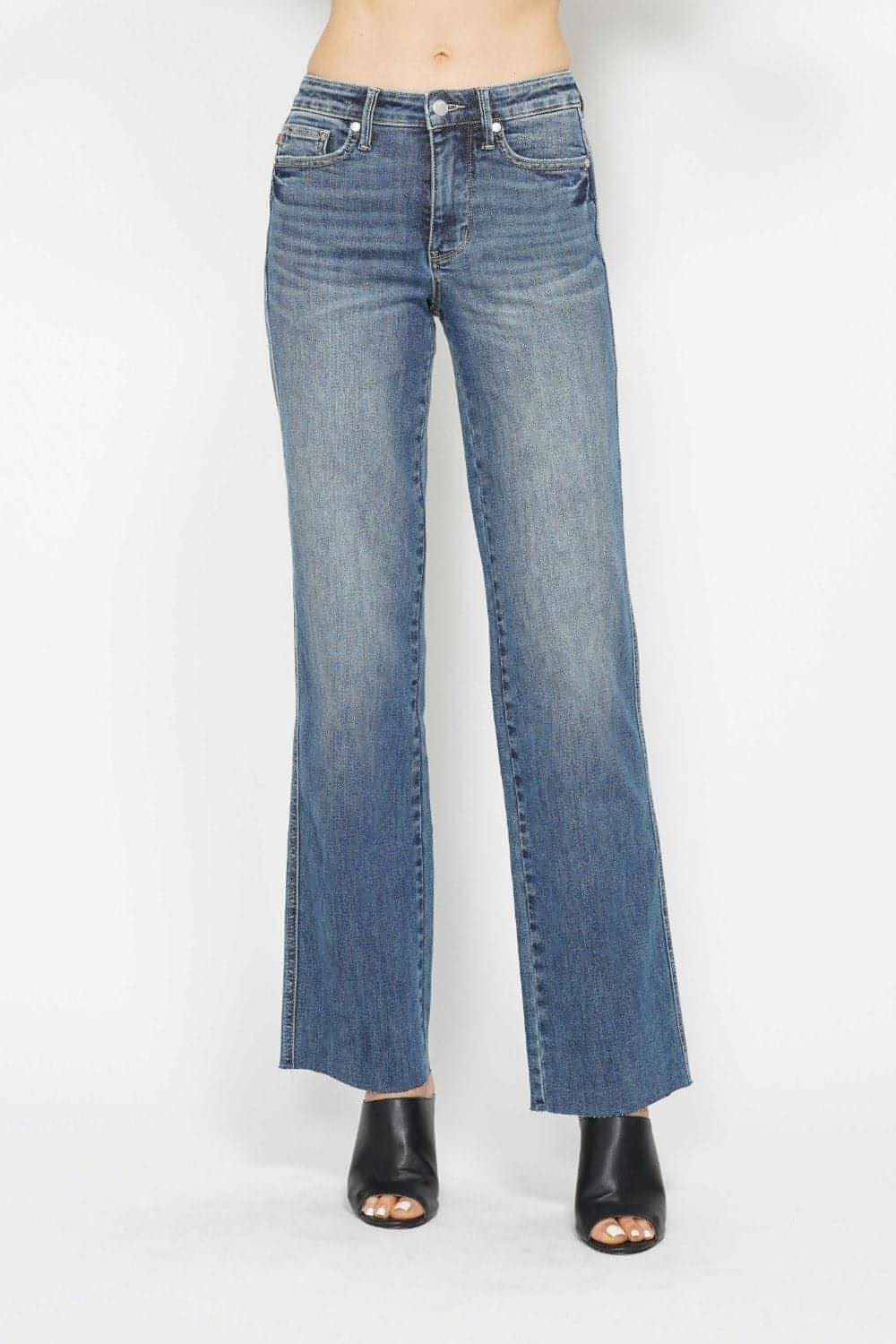 Judy Blue full -size buikregeling rechte jeans