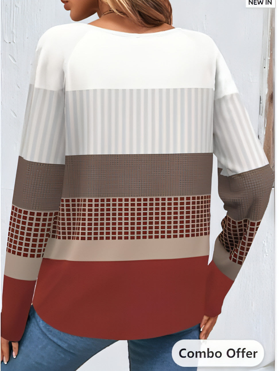 Camiseta de manga larga con botones para mujer