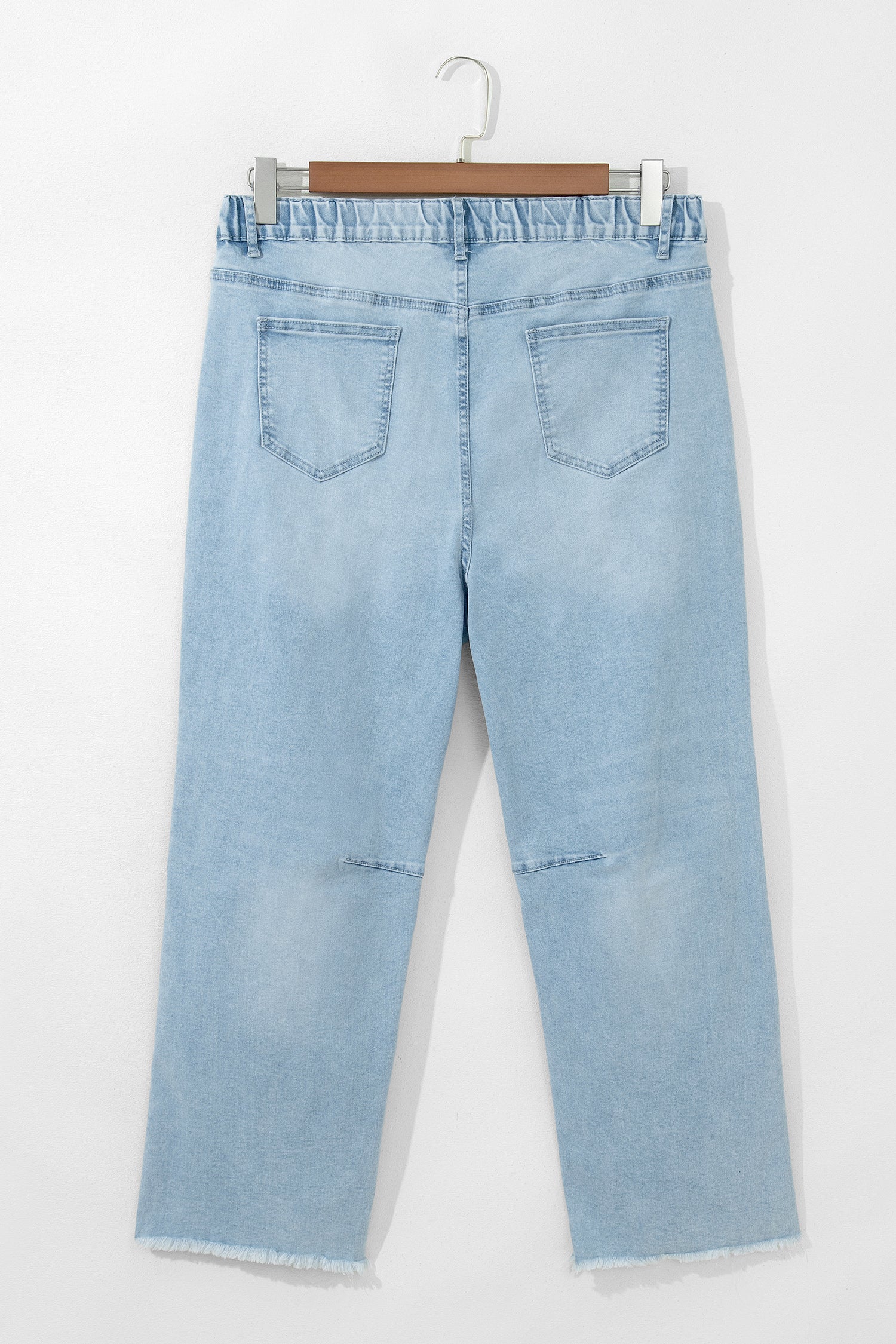Beau Blue Plus Size Seam Detail Patch Pocket Raw Cut Shift Jeans
