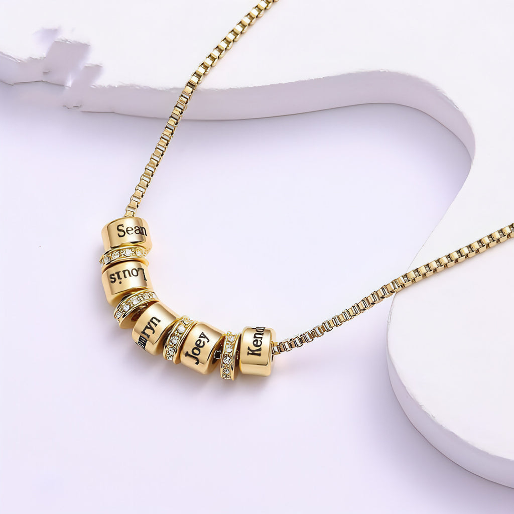 ✨ Personalized Diamond Bead Name Necklace – Your Story, Worn in Gold ✨