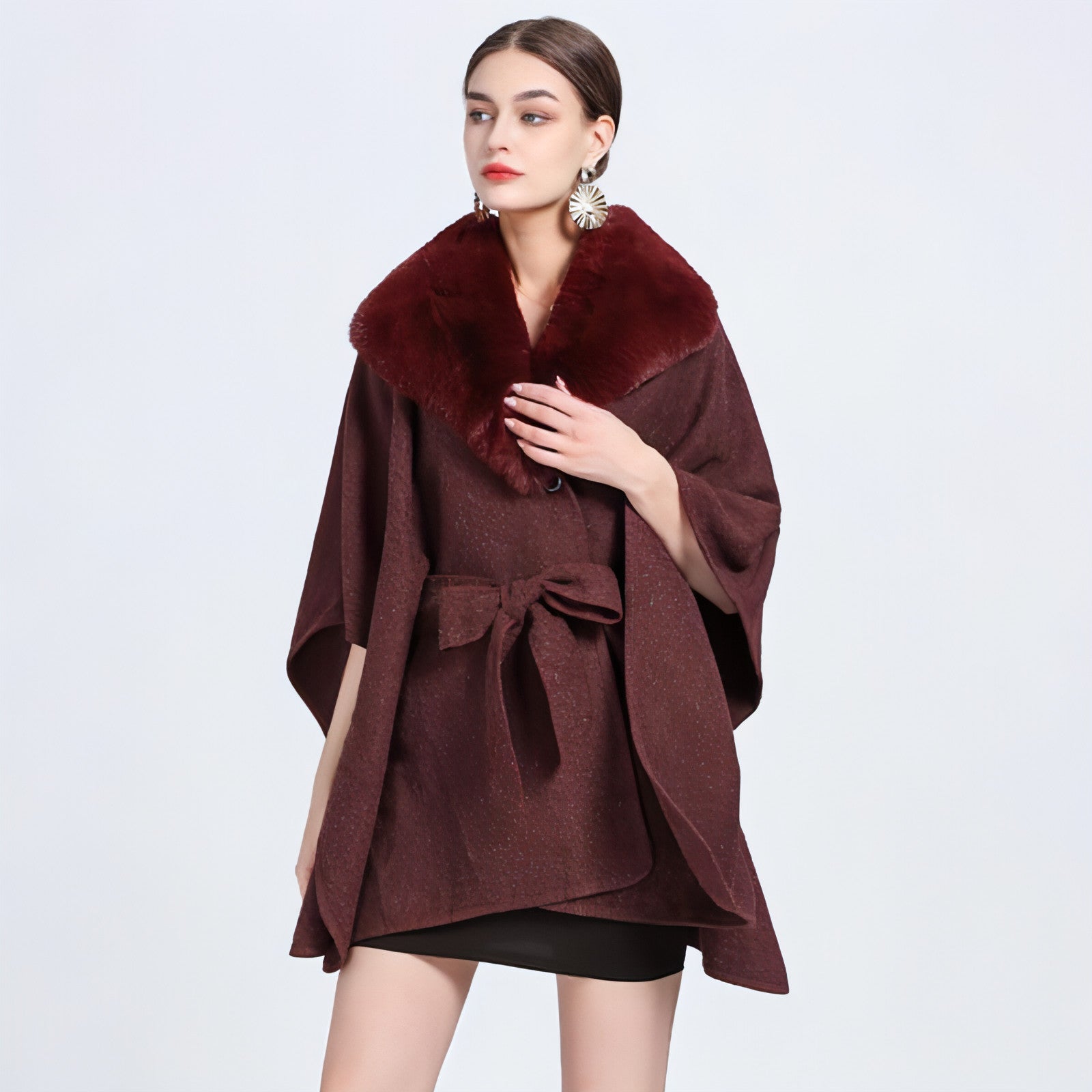 Kragen Strickschal Cape Damen Jacke