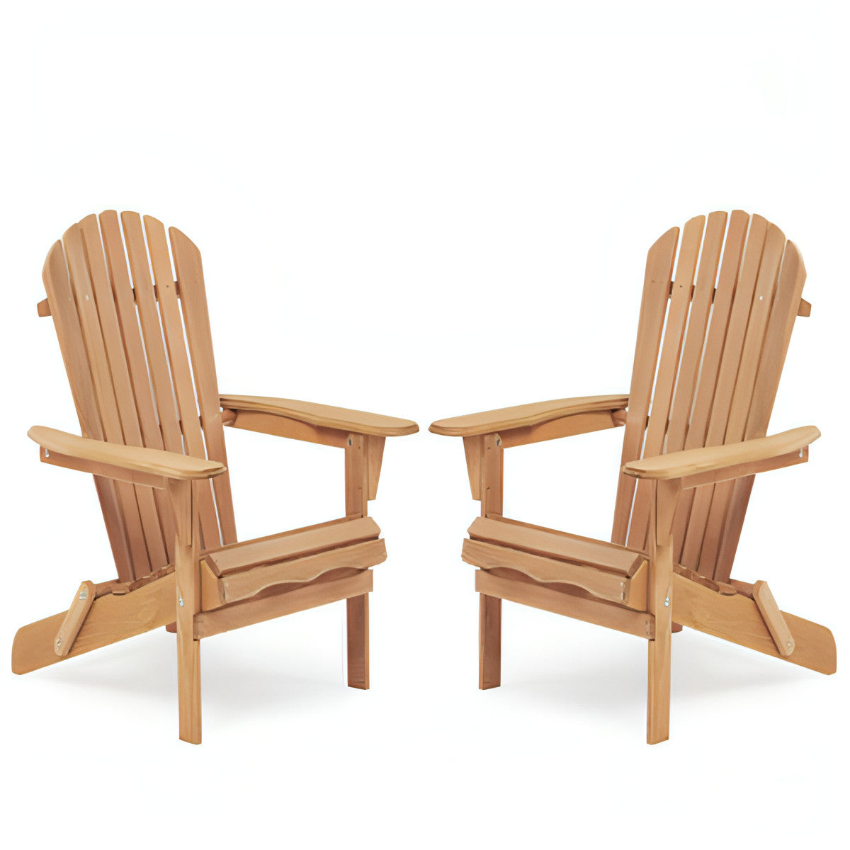 LuneluX_Home – Wooden Folding Adirondack Chair Set (2 pcs, Light Brown)