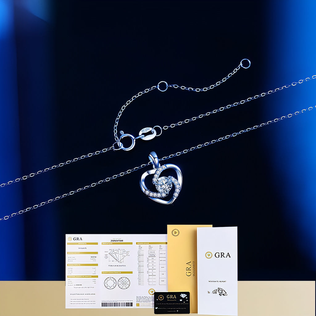 LuxeHeart™ – 18K Moissanite Platinum Heart Necklace