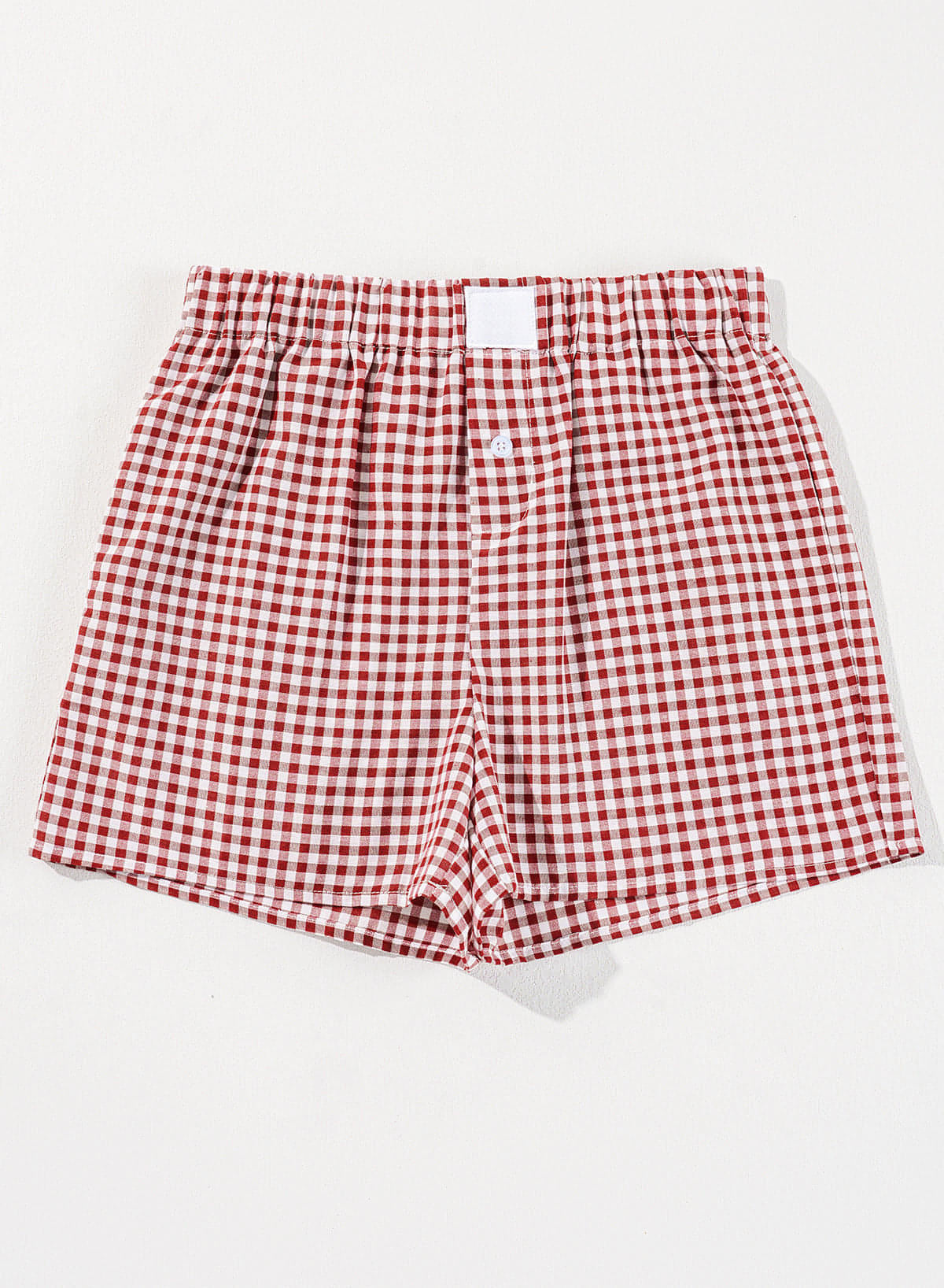 Rot karierte Shorts mit Gingham-Print und hoher Taille