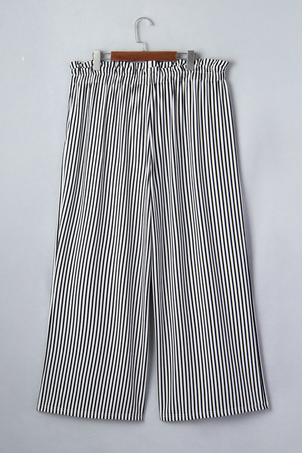 Black Stripe Plus Size Loose Straight Casual Pants