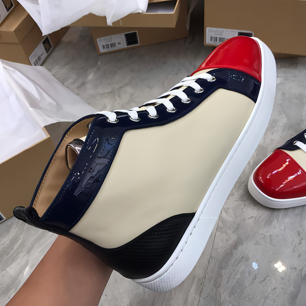 Zapatos de tabla casuales de caña alta para hombre con estampado de cocodrilo, deportivos, de cuero, con cara clara, para celebridades de Internet