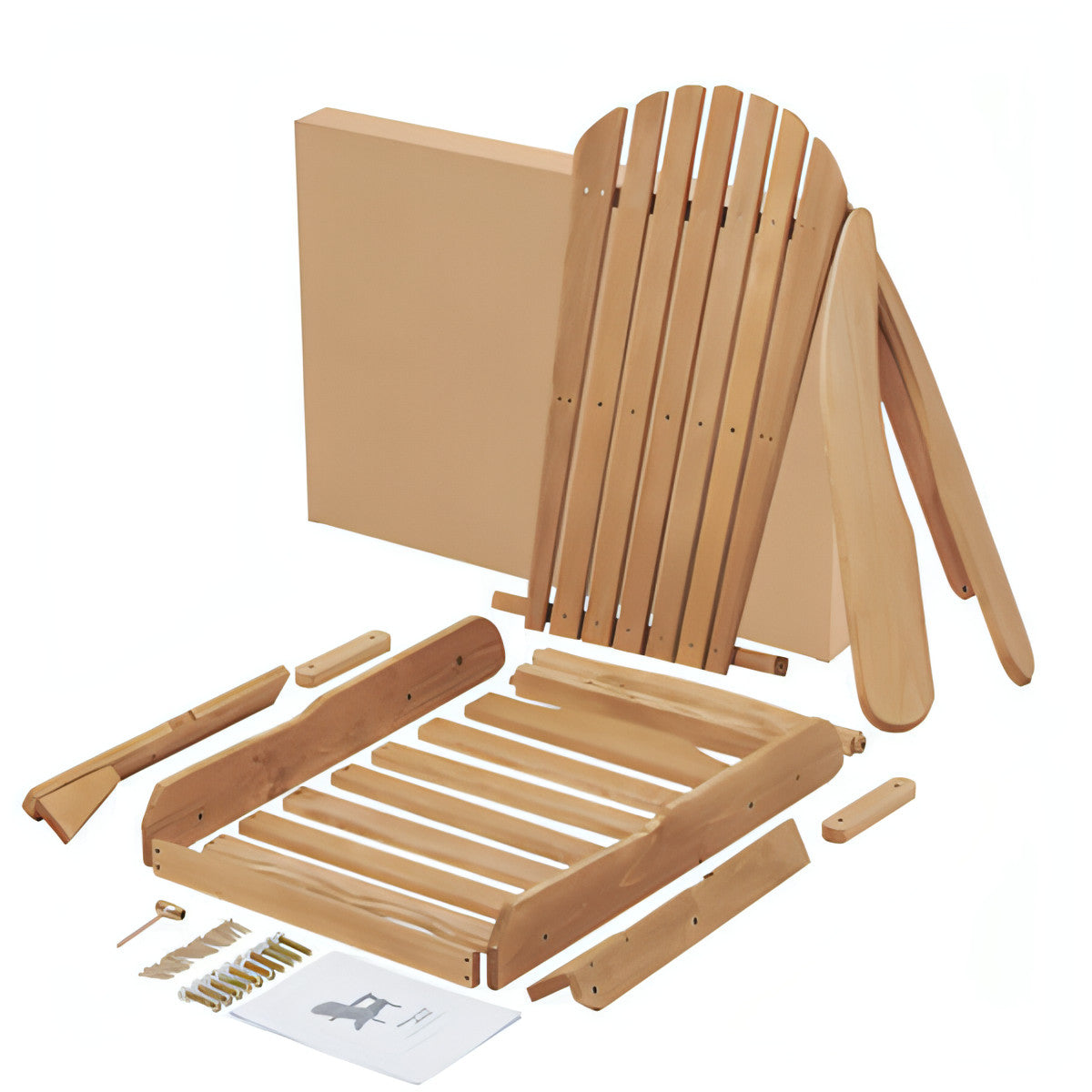 LuneluX_Home – Wooden Folding Adirondack Chair Set (2 pcs, Light Brown)