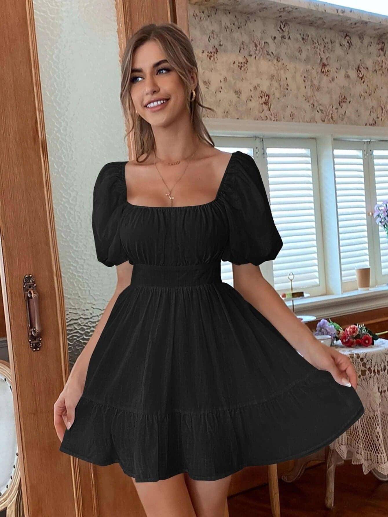 Vestido sin espalda con lazo para mujer